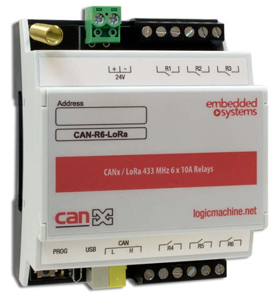 CANx / LoRa 433 MHz 6 x 10A Relays